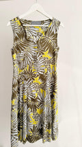 Women’s Tropical Leaf Dress – Olive/Yellow/White