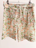 Women’s Floral Print Shorts – Mint/Pink (High-Waist)