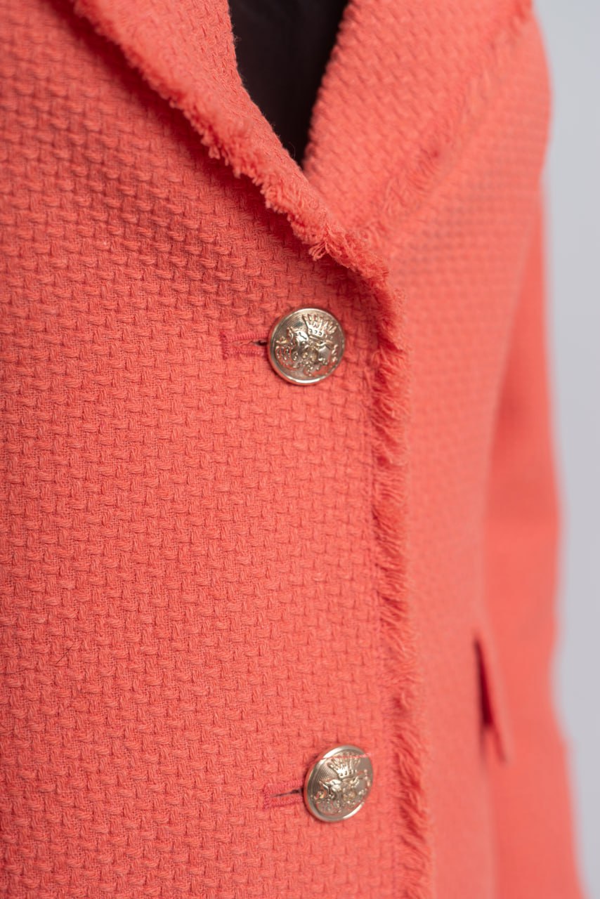 Women’s Textured Blazer – Coral Orange