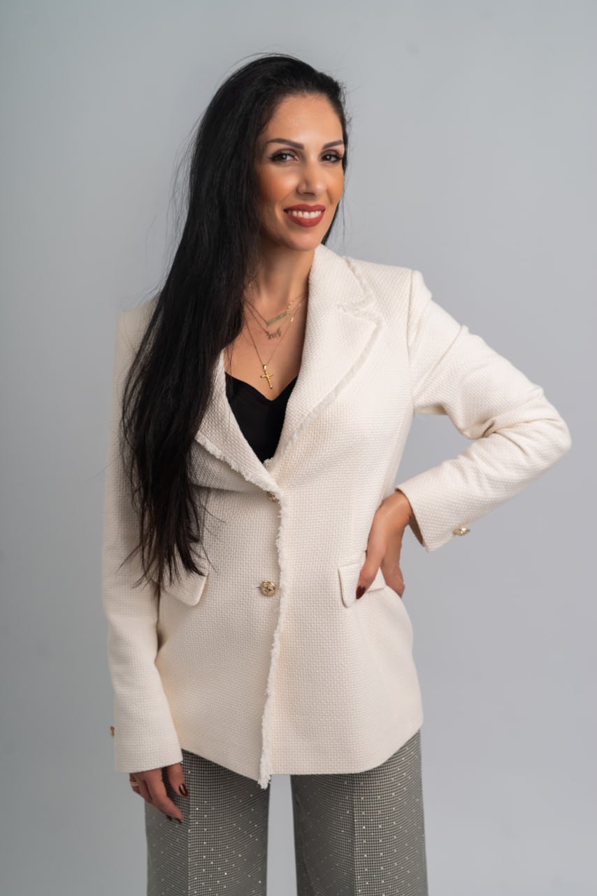 Women’s Textured Blazer – Cream Beige