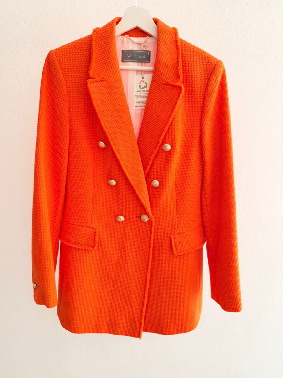 Women’s Long Textured Blazer – Vibrant Orange