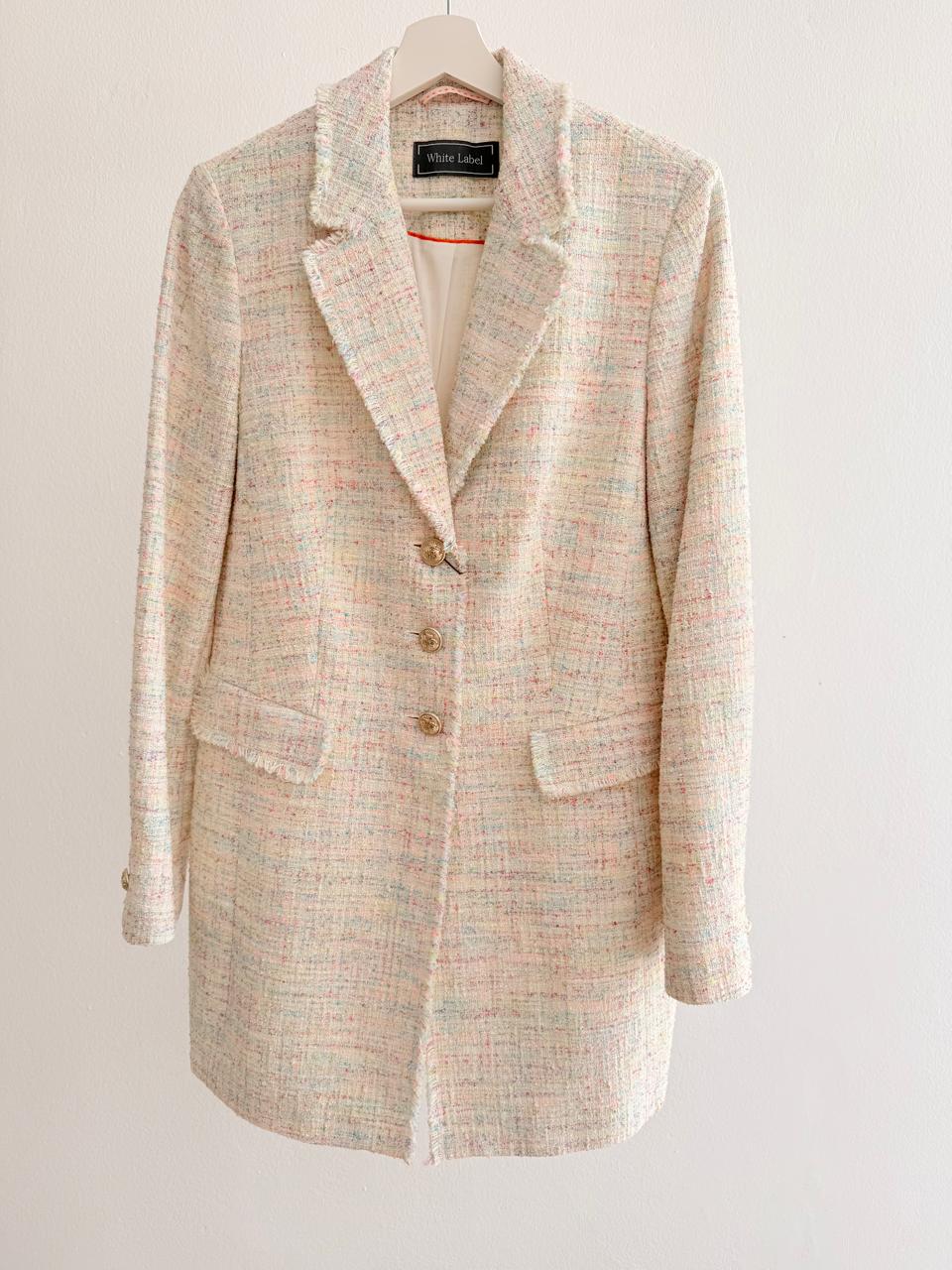 Women’s Long Tweed Blazer – Pastel Rainbow Tweed