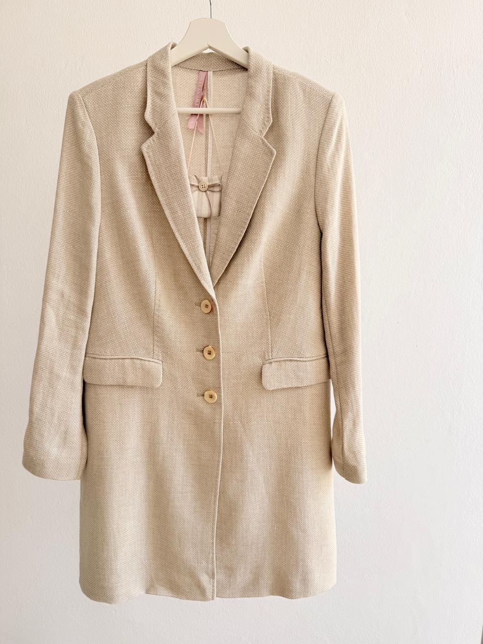 Women’s Long Summer Blazer – Natural Hemp Beige