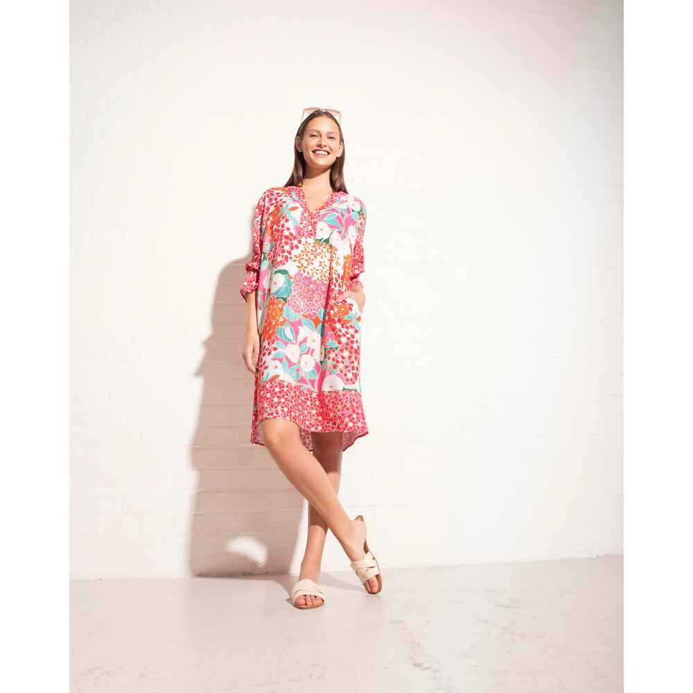 Women’s Printed A-Line Dress – Pink Floral