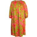 Women’s A-Line Viscose Dress – Green Pink Floral