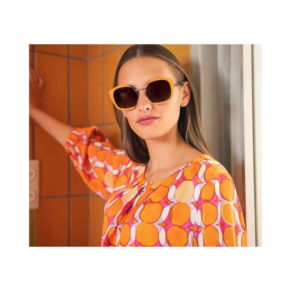 Women’s A-Line Viscose Dress – Orange Circle Print