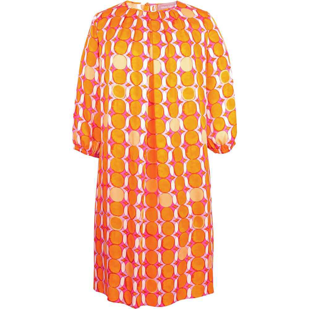 Women’s A-Line Viscose Dress – Orange Circle Print