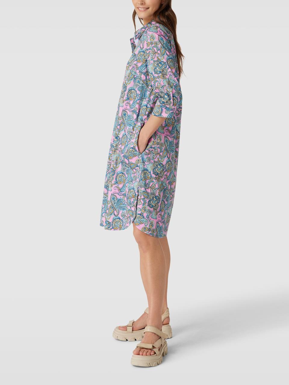 Women’s Printed A-Line Dress – Blue Pink Paisley