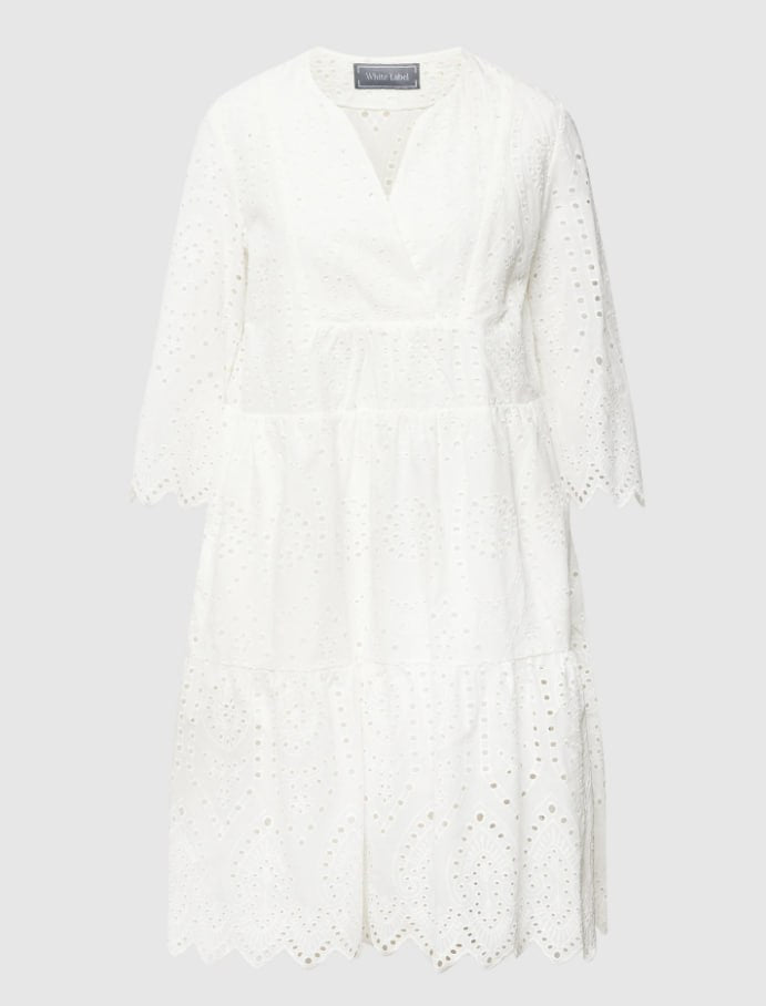Women’s Embroidered Eyelet Dress – White