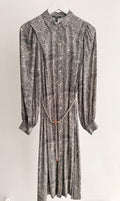 Women’s Paisley Print Dress – Grey/Black (Long Sleeve)