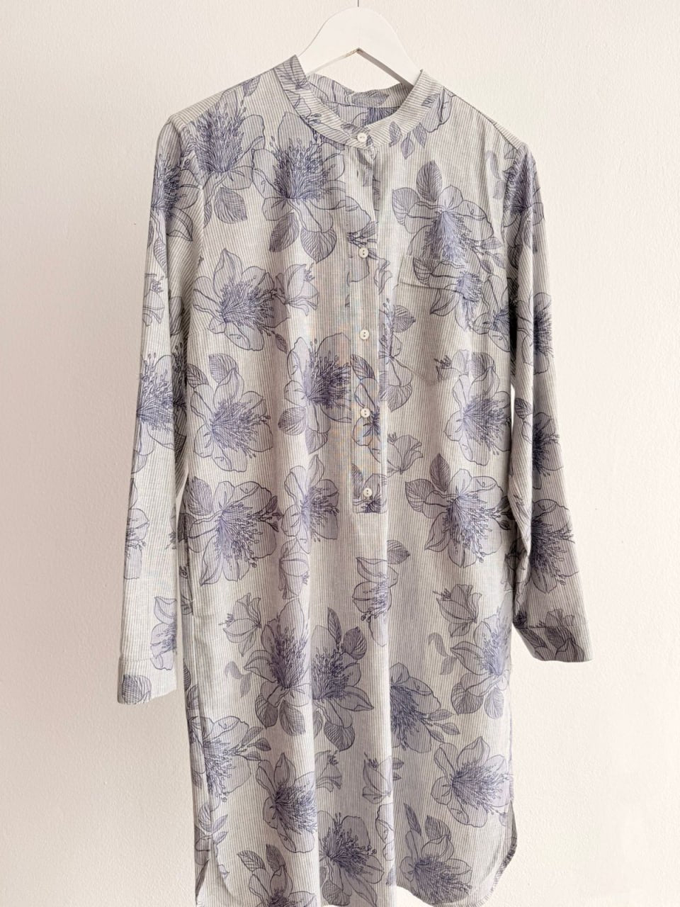 Women’s Floral Stripe Dress – Grey/Blue (Long Sleeve)