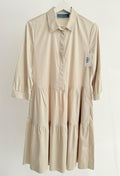 Women’s Tiered Shirt Dress – Cream (3/4 Sleeve)