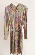 Women’s Paisley Multicolor Dress – Pink/Green/Yellow (Long Sleeve)