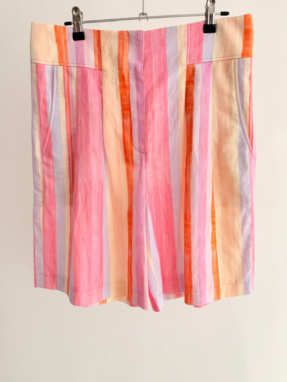 Women’s Striped Summer Shorts – Pink/Orange/Multi
