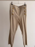 Women’s Tailored Pants with Gold Buttons – Taupe Beige
