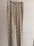 Women’s Tailored Pants with Chain Print – Ivory & Brown