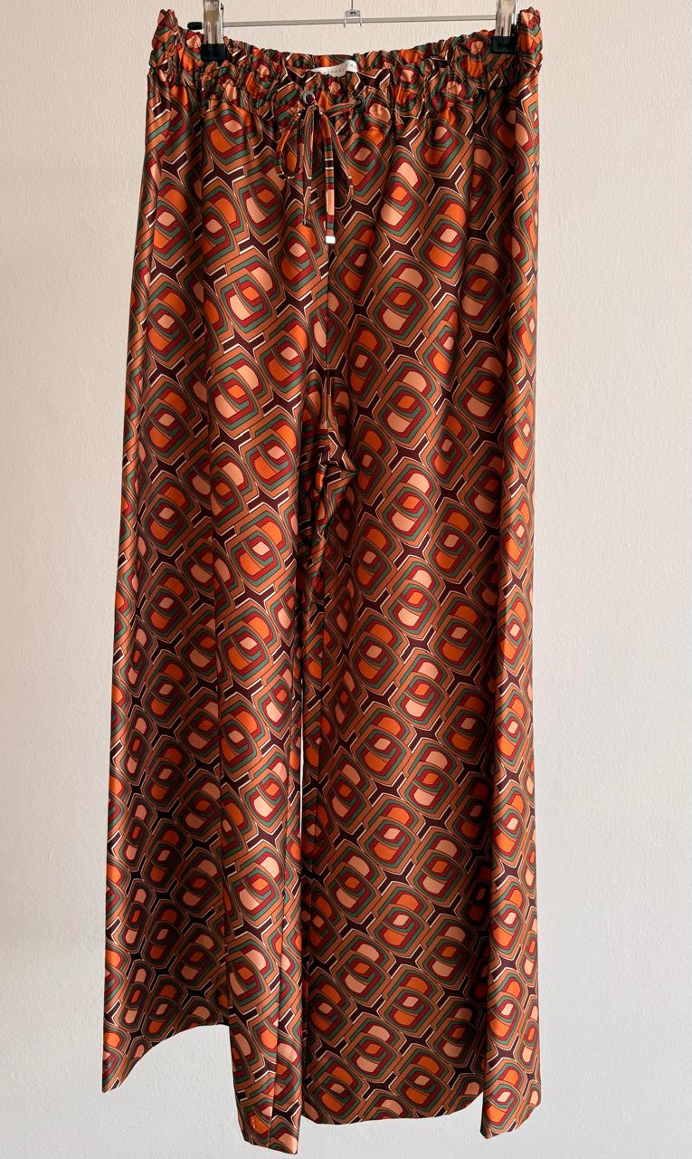 Women’s Elastic-Waist Wide-Leg Pants – Geometric Print