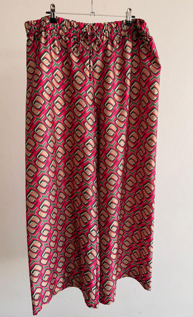 Women’s Elastic-Waist Wide-Leg Pants – Geometric Print